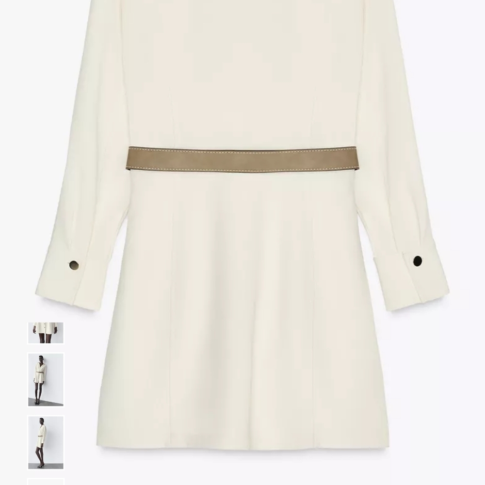 Zara Cream Belted Mini Dress - Picture 5 of 8